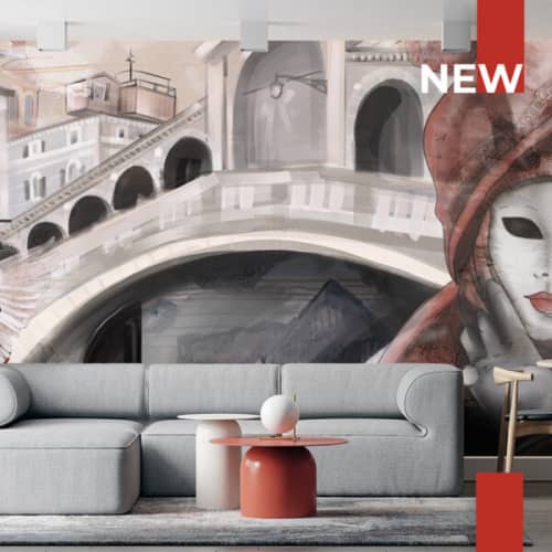 MURAL SKINWALL RED MASK IN VENICE architektura maska