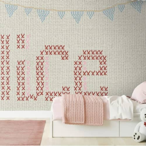 MURAL SKINWALL dla dzieci napis litery CROSS STITCH LETTERS