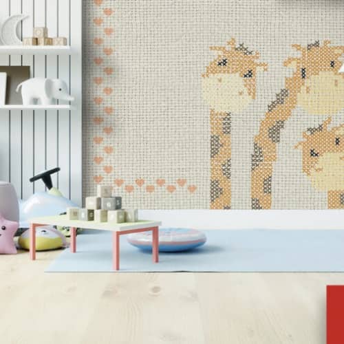 MURAL SKINWALL dla dzieci CROSS STITCH GIRAFFE