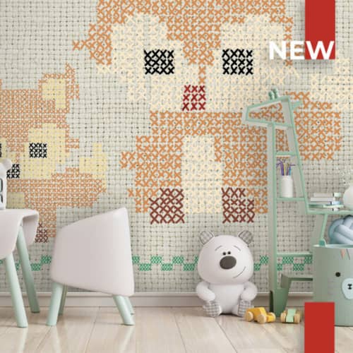 MURAL SKINWALL dla dzieci liski CROSS STITCH FOX