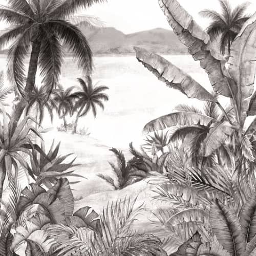 Mural tropikalny las palmy czarno biały Decoprint Blooming BLD22781