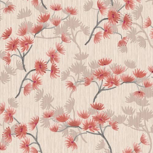 TAPETA MALOWANE KWIATY SAKURA DECOPRINT BREEZE BR24015