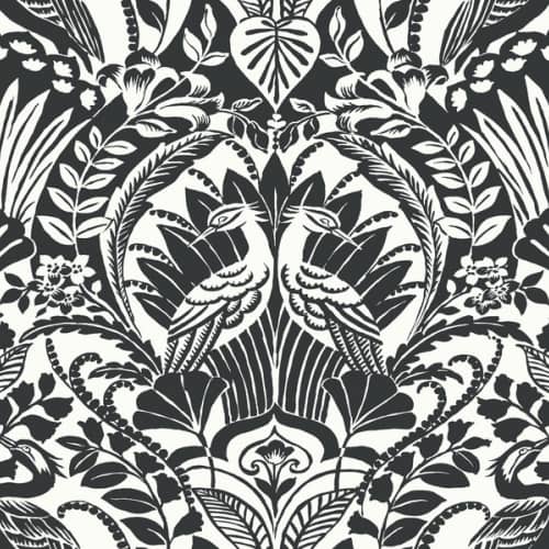 Tapeta Black & White Library Recource Damask Czapla Czarny BW3931