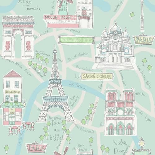 Tapeta dla dzieci niebieska paris Wallquest Playdate Adventure FA40604