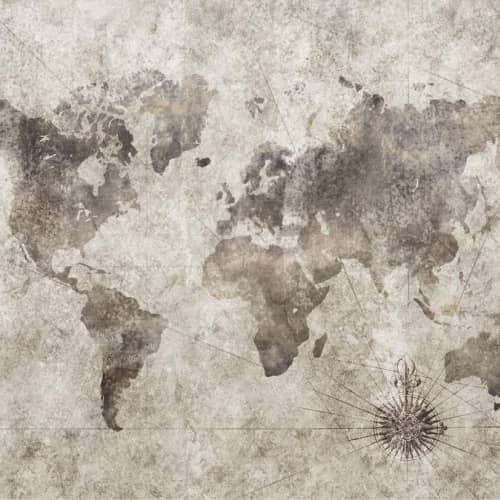 MURAL mapa świata brązowy Grunge World Map WALL ART