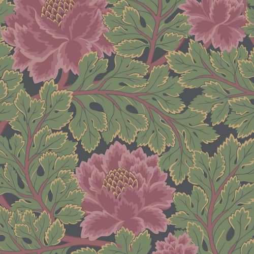 Tapeta Cole&Son Pearwood Aurora 116/1002 kwiaty zielony czarny