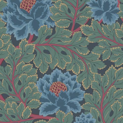 Tapeta Cole&Son Pearwood Aurora 116/1003 kwiaty zielony niebieski