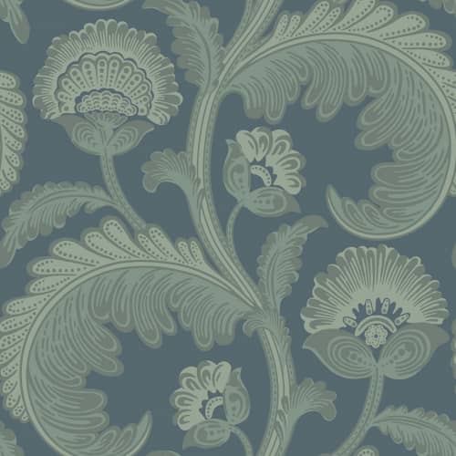 Tapeta Cole&Son Pearwood Fanfare Flock 116/7026 kwiaty zielony