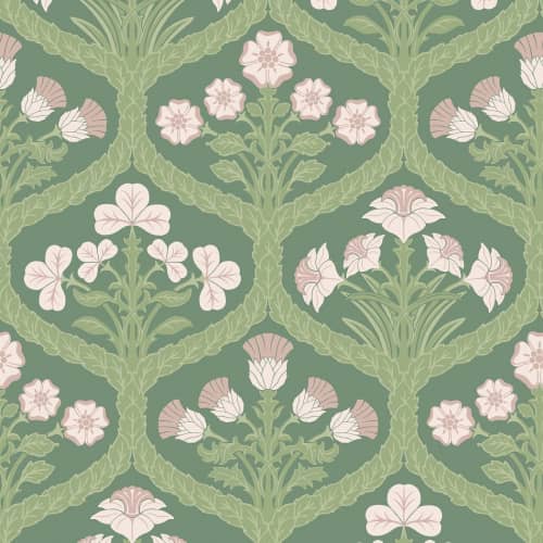 Tapeta Cole&Son Pearwood Floral Kingdom 116/3009 kwiaty zielony