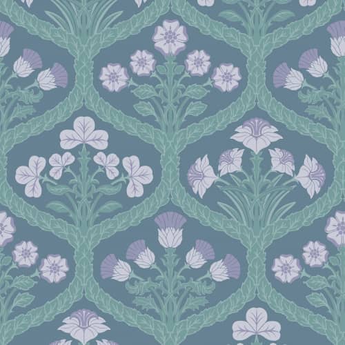 Tapeta Cole&Son Pearwood Floral Kingdom 116/3011 kwiaty ciemnozielony