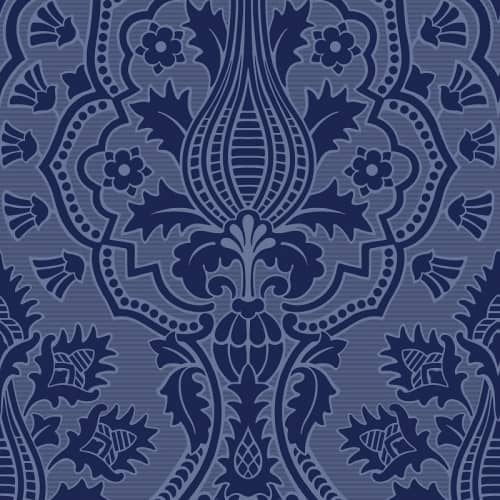 Tapeta Cole&Son Pearwood Pugin Palace Flock 116/9033 damask granatowy