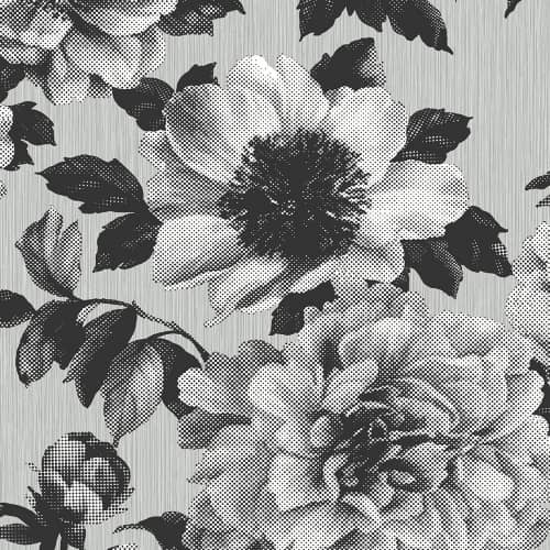 Tapeta Etten Black&White UK11100 kwiaty czarny biały